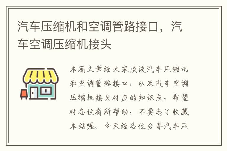 汽车压缩机和空调管路接口，汽车空调压缩机接头