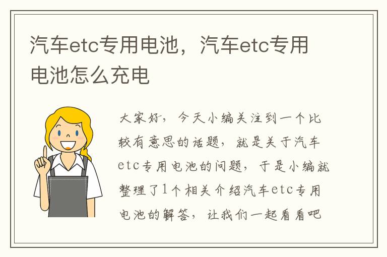 汽车etc专用电池，汽车etc专用电池怎么充电