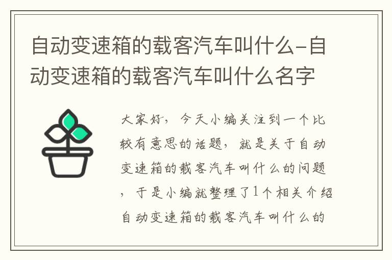 自动变速箱的载客汽车叫什么-自动变速箱的载客汽车叫什么名字