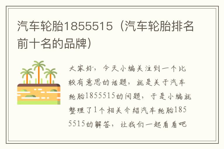 汽车轮胎1855515（汽车轮胎排名前十名的品牌）