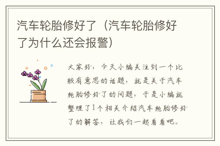 汽车轮胎修好了（汽车轮胎修好了为什么还会报警）