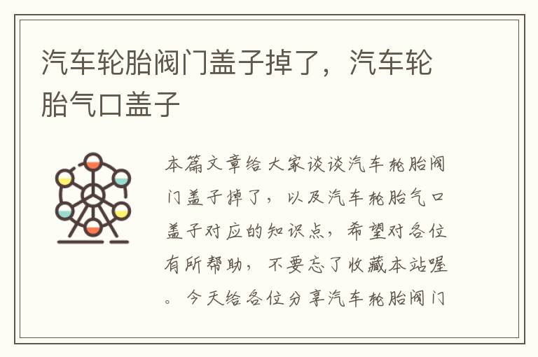 汽车轮胎阀门盖子掉了，汽车轮胎气口盖子