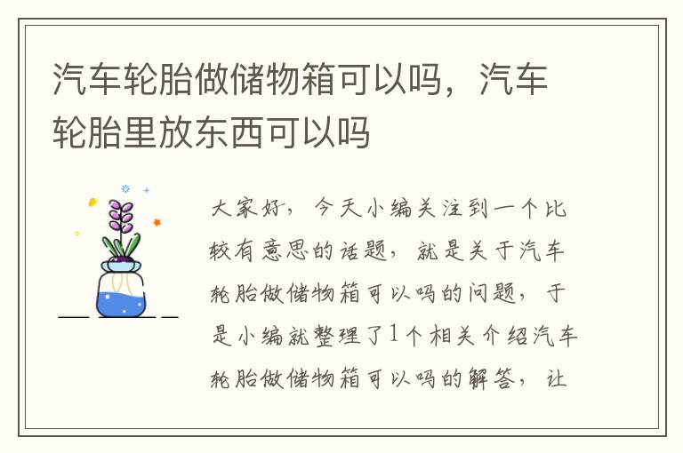 汽车轮胎做储物箱可以吗，汽车轮胎里放东西可以吗