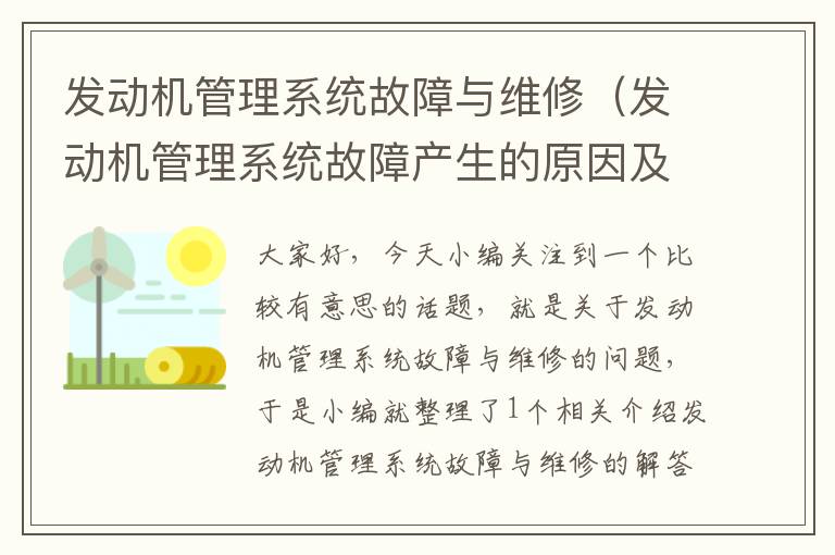 发动机管理系统故障与维修（发动机管理系统故障产生的原因及需要的工具和资料）