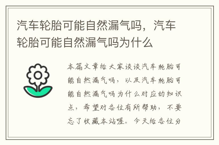 汽车轮胎可能自然漏气吗，汽车轮胎可能自然漏气吗为什么