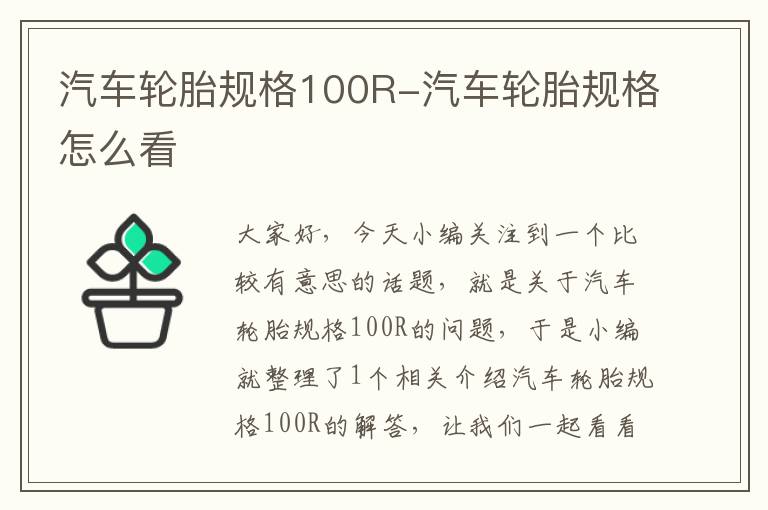 汽车轮胎规格100R-汽车轮胎规格怎么看