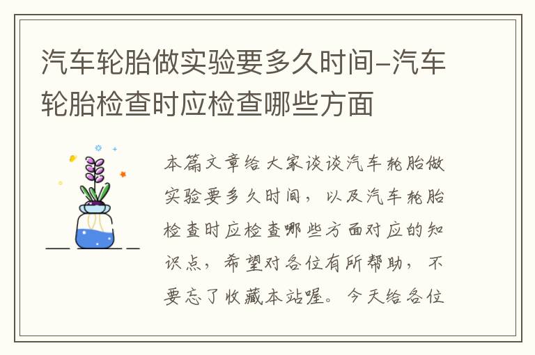 汽车轮胎做实验要多久时间-汽车轮胎检查时应检查哪些方面