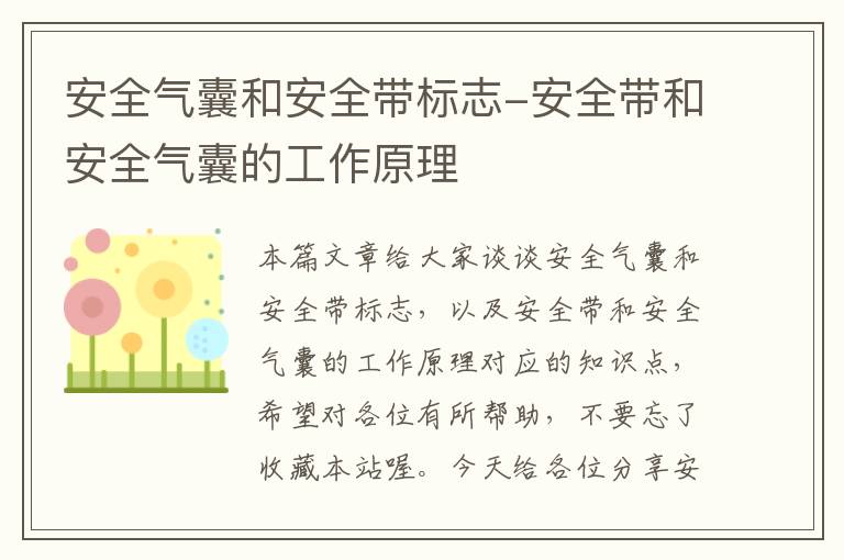 安全气囊和安全带标志-安全带和安全气囊的工作原理