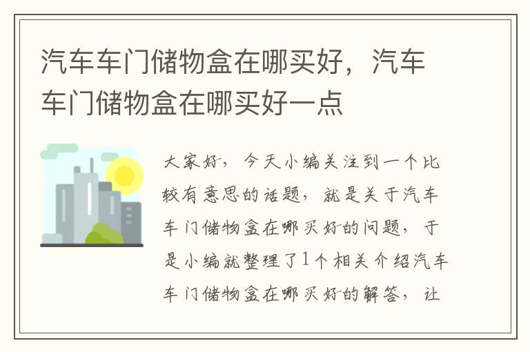 汽车车门储物盒在哪买好，汽车车门储物盒在哪买好一点