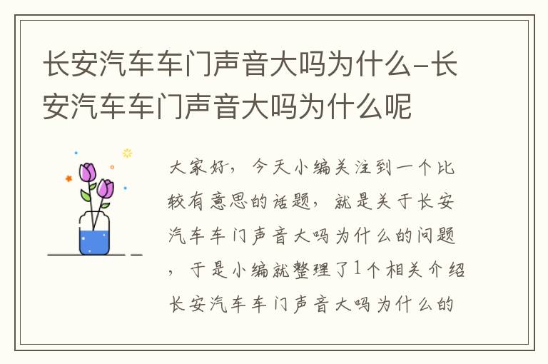 长安汽车车门声音大吗为什么-长安汽车车门声音大吗为什么呢