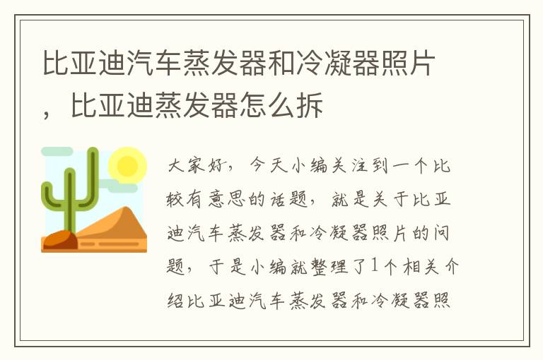 比亚迪汽车蒸发器和冷凝器照片，比亚迪蒸发器怎么拆