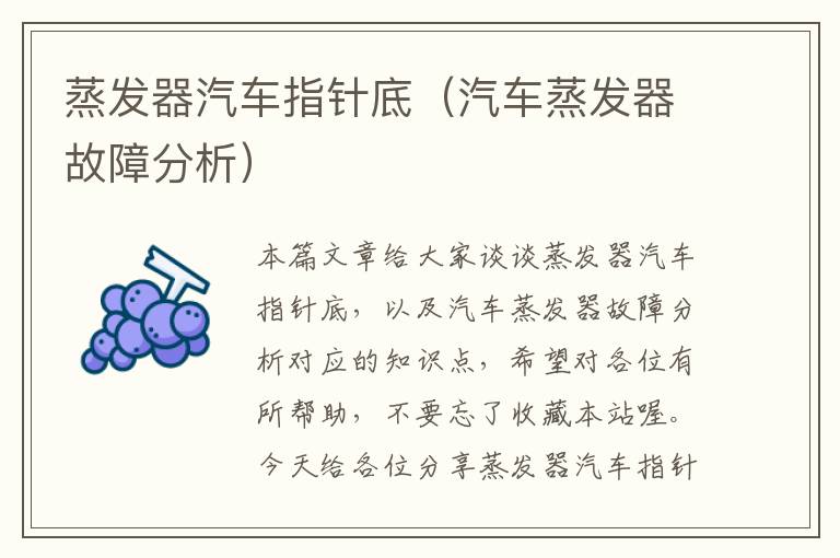 蒸发器汽车指针底（汽车蒸发器故障分析）