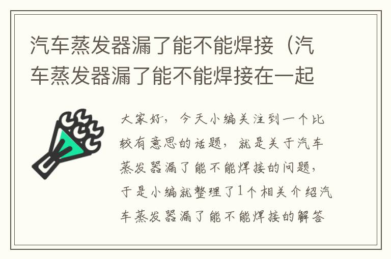 汽车蒸发器漏了能不能焊接（汽车蒸发器漏了能不能焊接在一起）