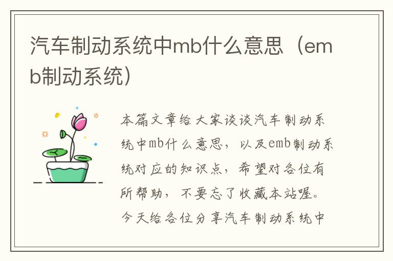 汽车制动系统中mb什么意思（emb制动系统）