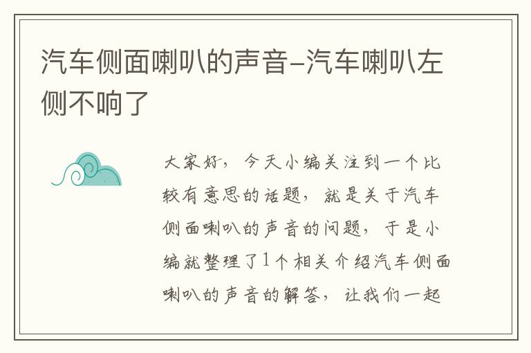 汽车侧面喇叭的声音-汽车喇叭左侧不响了