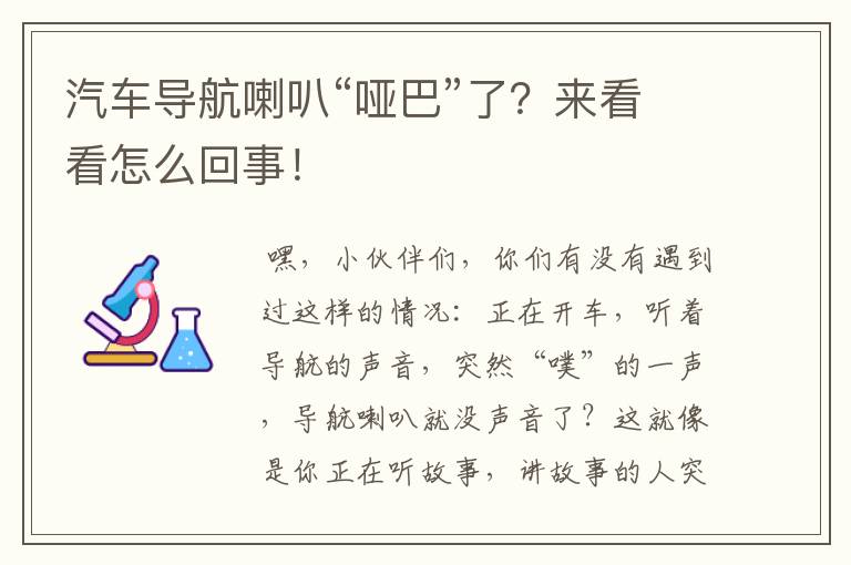 汽车导航喇叭“哑巴”了？来看看怎么回事！