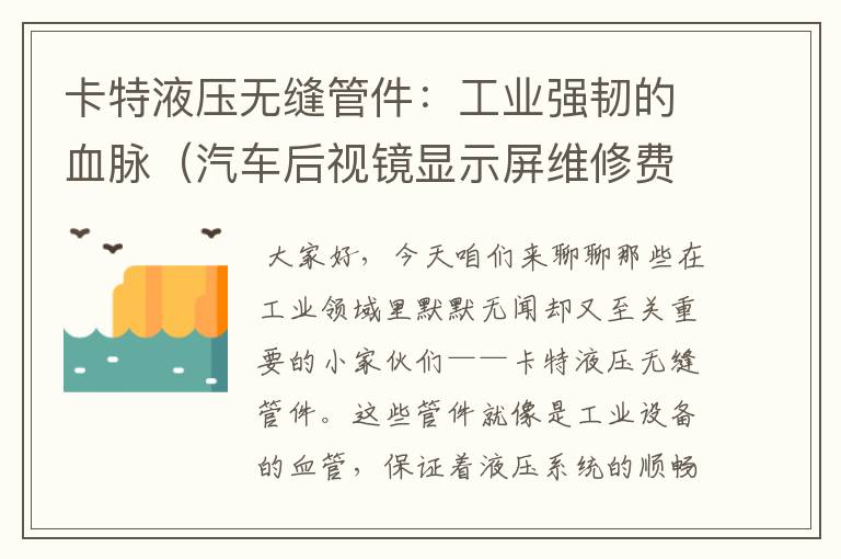 卡特液压无缝管件：工业强韧的血脉（汽车后视镜显示屏维修费用）