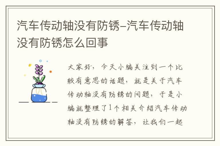 汽车传动轴没有防锈-汽车传动轴没有防锈怎么回事