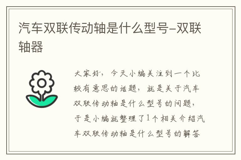 汽车双联传动轴是什么型号-双联轴器