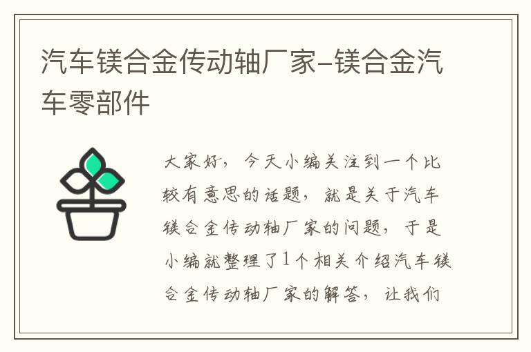 汽车镁合金传动轴厂家-镁合金汽车零部件