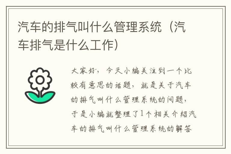 汽车的排气叫什么管理系统（汽车排气是什么工作）