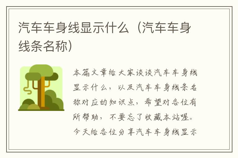 汽车车身线显示什么（汽车车身线条名称）