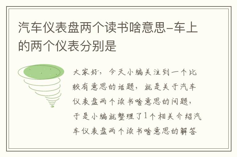 汽车仪表盘两个读书啥意思-车上的两个仪表分别是