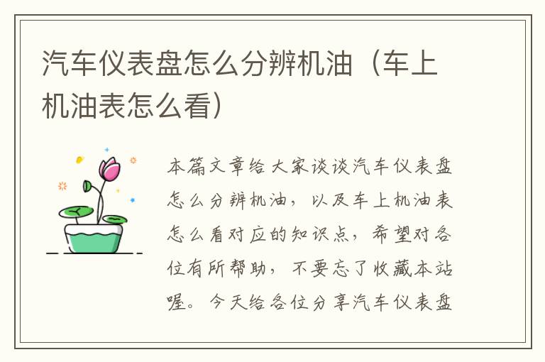 汽车仪表盘怎么分辨机油（车上机油表怎么看）